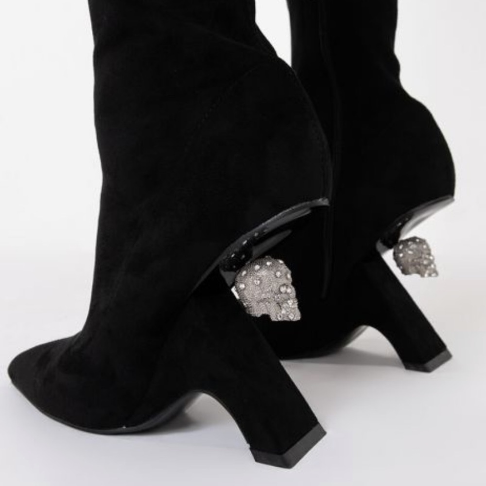 Azalea Wang Skull Ankle Boots Sculpted Booties - Picture 8 of 13